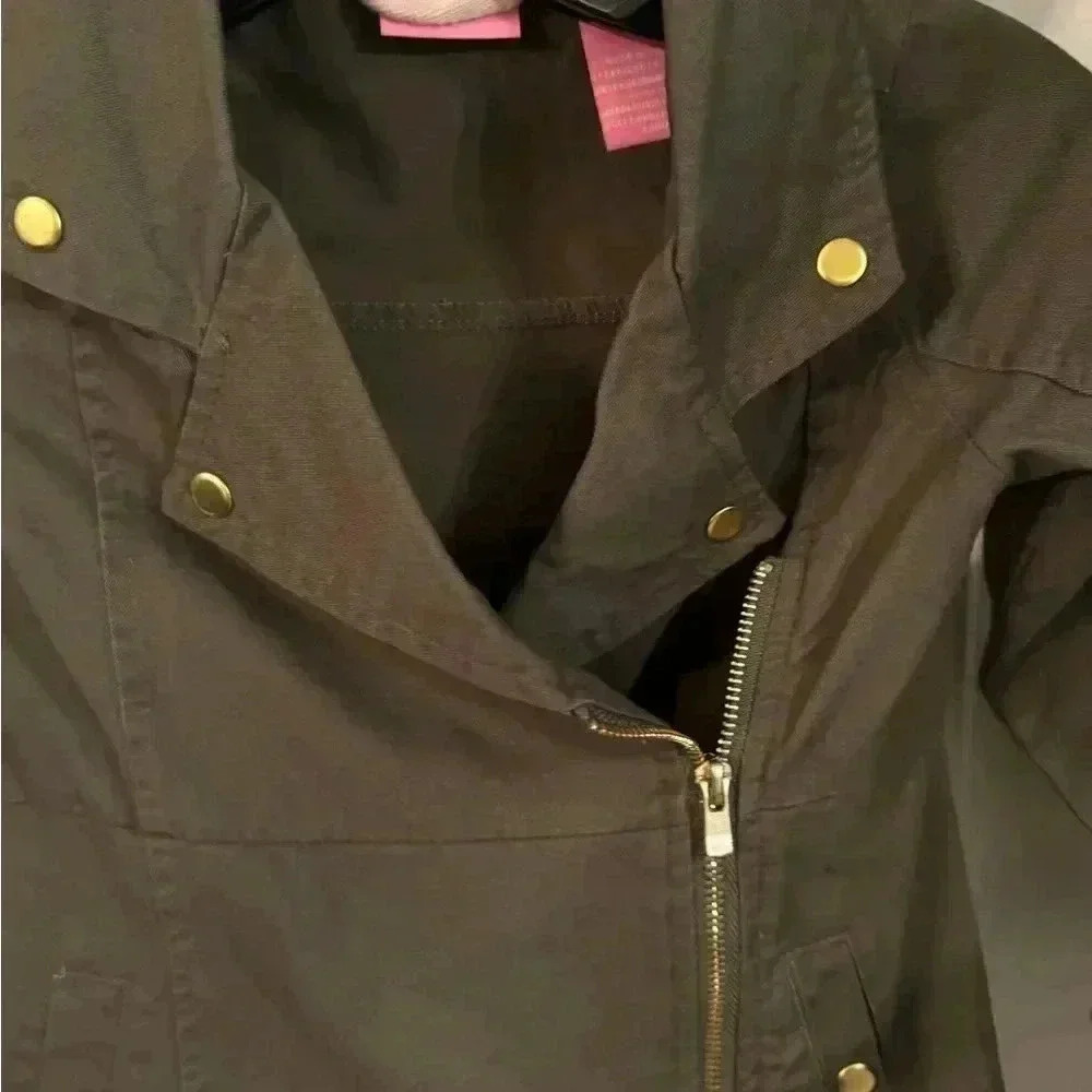Isaac Mizrahi / Madeline Bergman girls green moto jacket. Size 5T - Picture 2 of 10